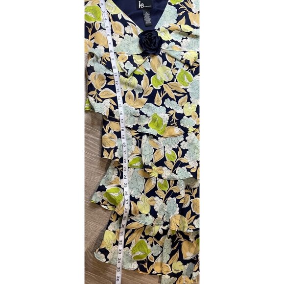 KS Collection Floral Flutter Sleeve Tiered Ruffled Midi Dress Sz 6 - Picture 11 of 12